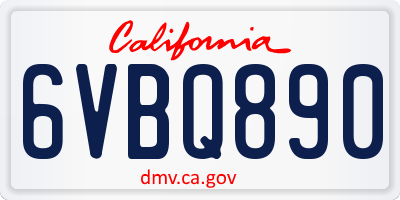 CA license plate 6VBQ890