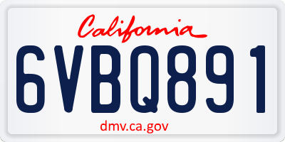 CA license plate 6VBQ891