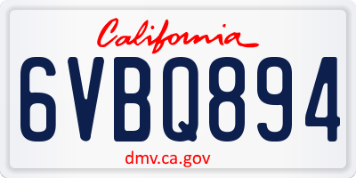CA license plate 6VBQ894