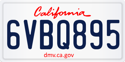 CA license plate 6VBQ895
