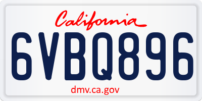 CA license plate 6VBQ896