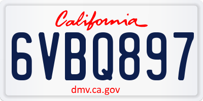 CA license plate 6VBQ897