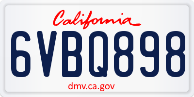 CA license plate 6VBQ898