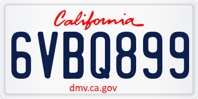 CA license plate 6VBQ899