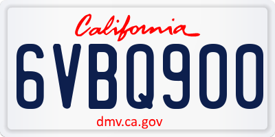 CA license plate 6VBQ900