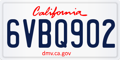 CA license plate 6VBQ902