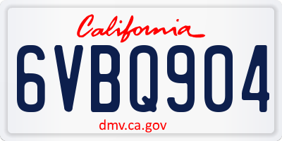 CA license plate 6VBQ904
