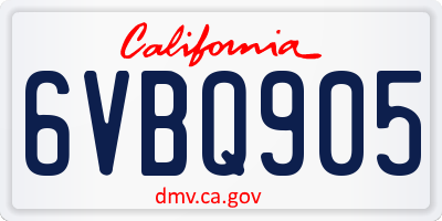 CA license plate 6VBQ905