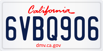 CA license plate 6VBQ906