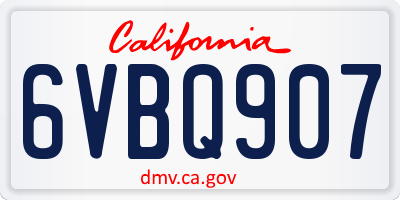 CA license plate 6VBQ907