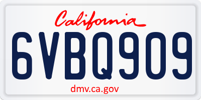 CA license plate 6VBQ909