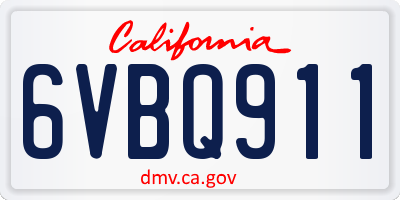 CA license plate 6VBQ911