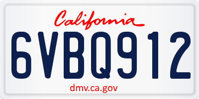 CA license plate 6VBQ912