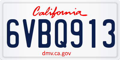 CA license plate 6VBQ913