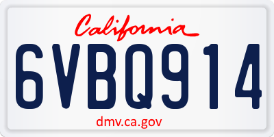 CA license plate 6VBQ914