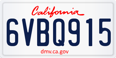 CA license plate 6VBQ915