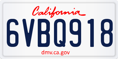 CA license plate 6VBQ918