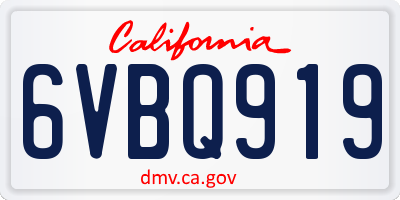 CA license plate 6VBQ919