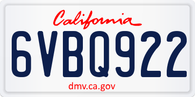 CA license plate 6VBQ922