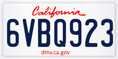 CA license plate 6VBQ923