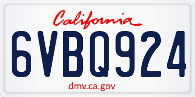 CA license plate 6VBQ924