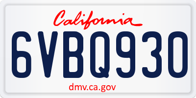 CA license plate 6VBQ930