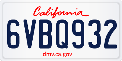 CA license plate 6VBQ932
