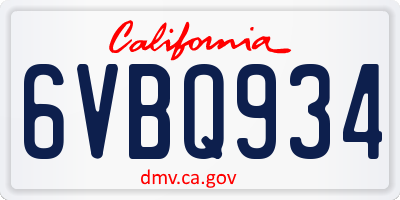 CA license plate 6VBQ934