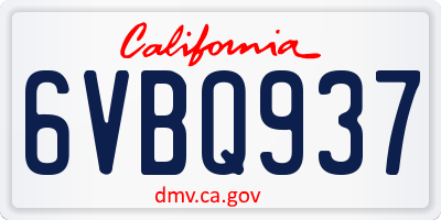 CA license plate 6VBQ937