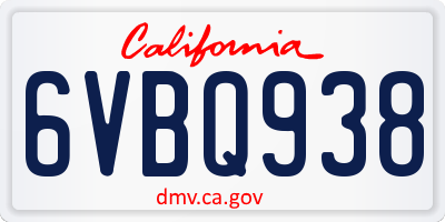 CA license plate 6VBQ938