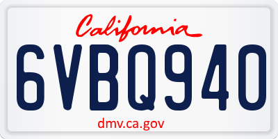 CA license plate 6VBQ940
