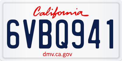 CA license plate 6VBQ941