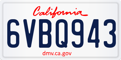 CA license plate 6VBQ943