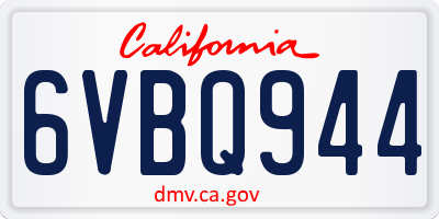 CA license plate 6VBQ944