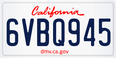 CA license plate 6VBQ945