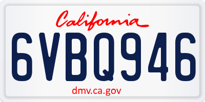 CA license plate 6VBQ946