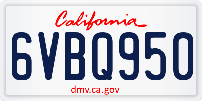 CA license plate 6VBQ950