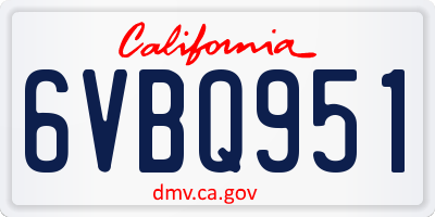 CA license plate 6VBQ951