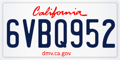 CA license plate 6VBQ952