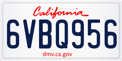 CA license plate 6VBQ956