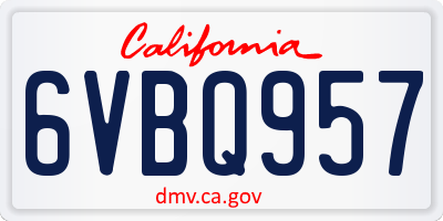 CA license plate 6VBQ957