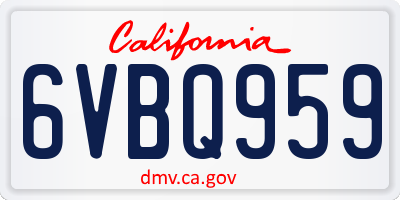 CA license plate 6VBQ959
