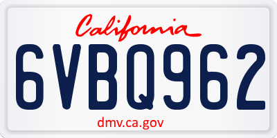 CA license plate 6VBQ962