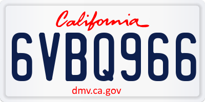 CA license plate 6VBQ966