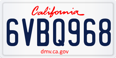 CA license plate 6VBQ968