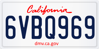 CA license plate 6VBQ969