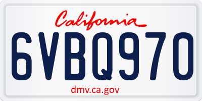 CA license plate 6VBQ970