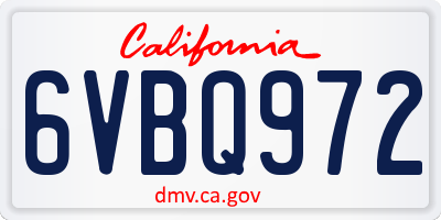 CA license plate 6VBQ972