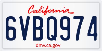 CA license plate 6VBQ974