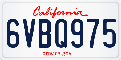 CA license plate 6VBQ975